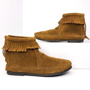 Minnetonka Size 5 Brown Suede Fringe Ankle Boots